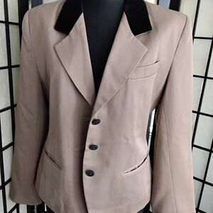 Classic Tan Blazer with Black Accents